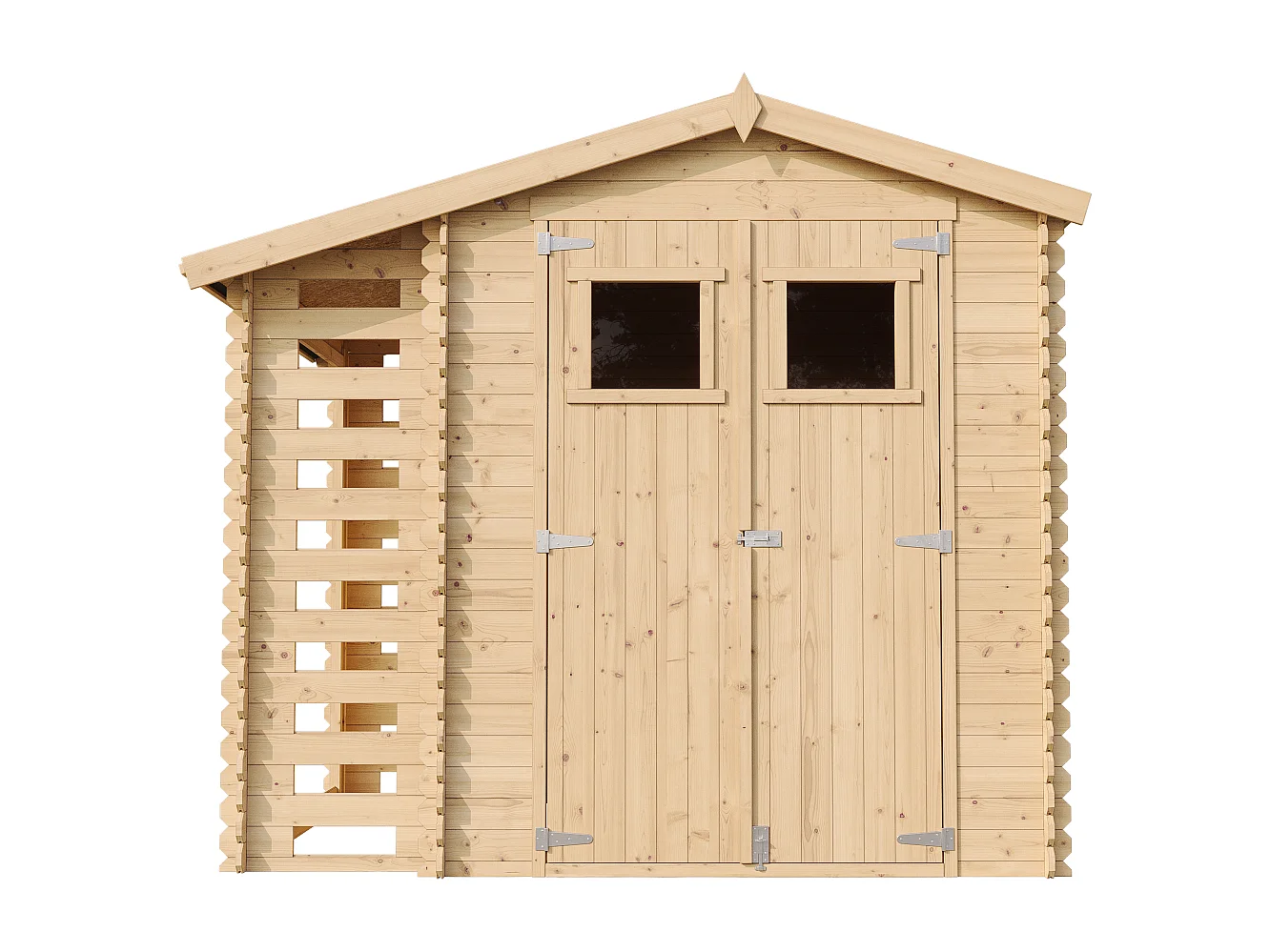 Gartenhaus holz mit brennholzschuppen mit boden imprägnierte - 3.53+0.97 m² - M386+M386G