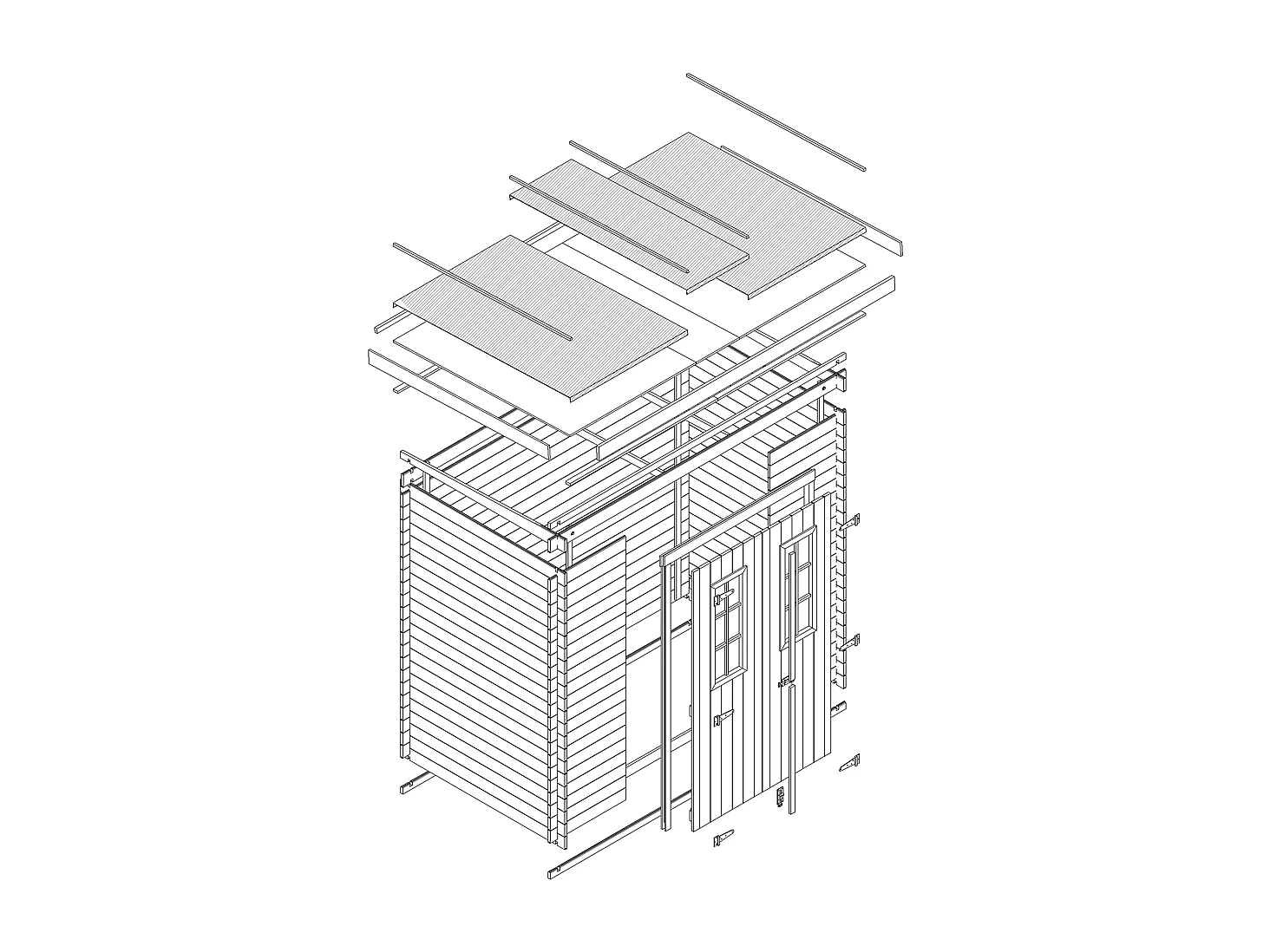 Abri de jardin en bois - l204xL142xH200cm/2.22m2 - M311C