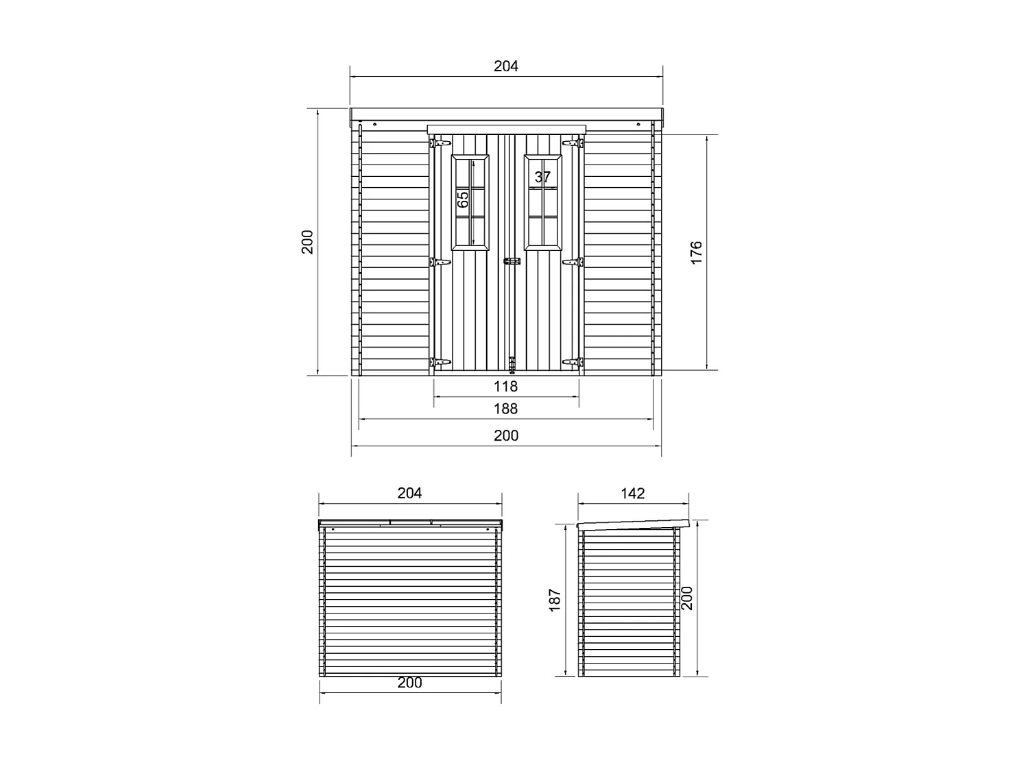 Houten tuinschuurtje met geimpregneerde vloer - 2.22 m² - M311C+M311G