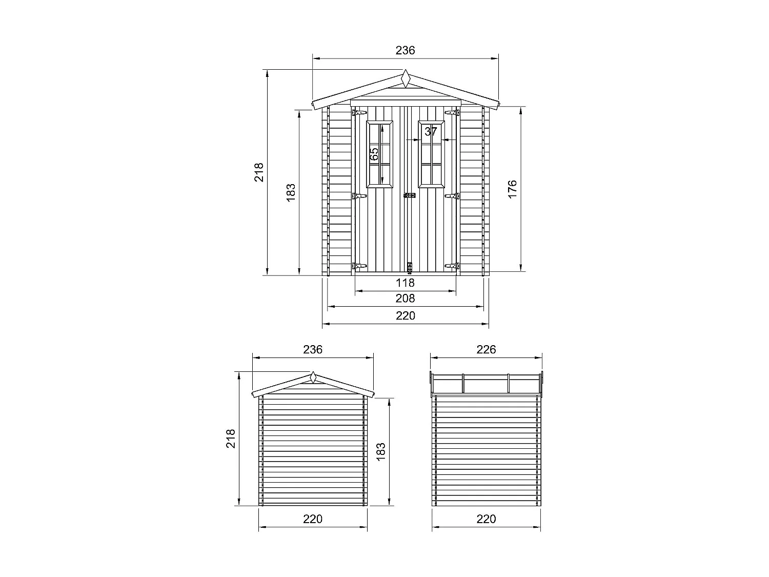 Holzhaus Gartenhaus TIMBELA M369C - B236xL226xH218 cm/ 4.33 m2