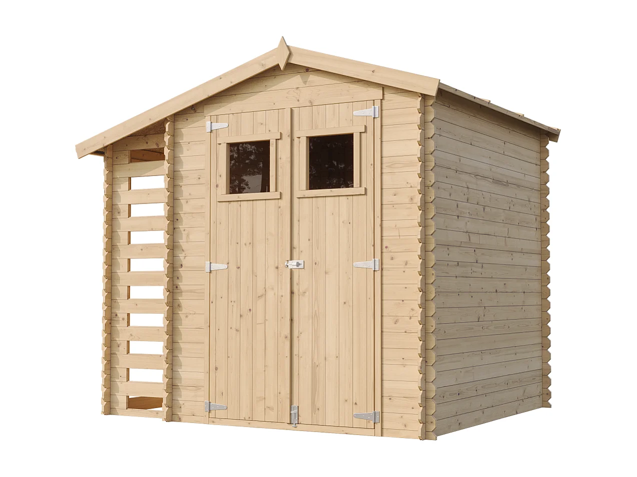 Abri de jardin en bois et range bûches extérieur - I206xL272xH218 cm/ 3,53 + 0,97 m2 - TIMBELA M386