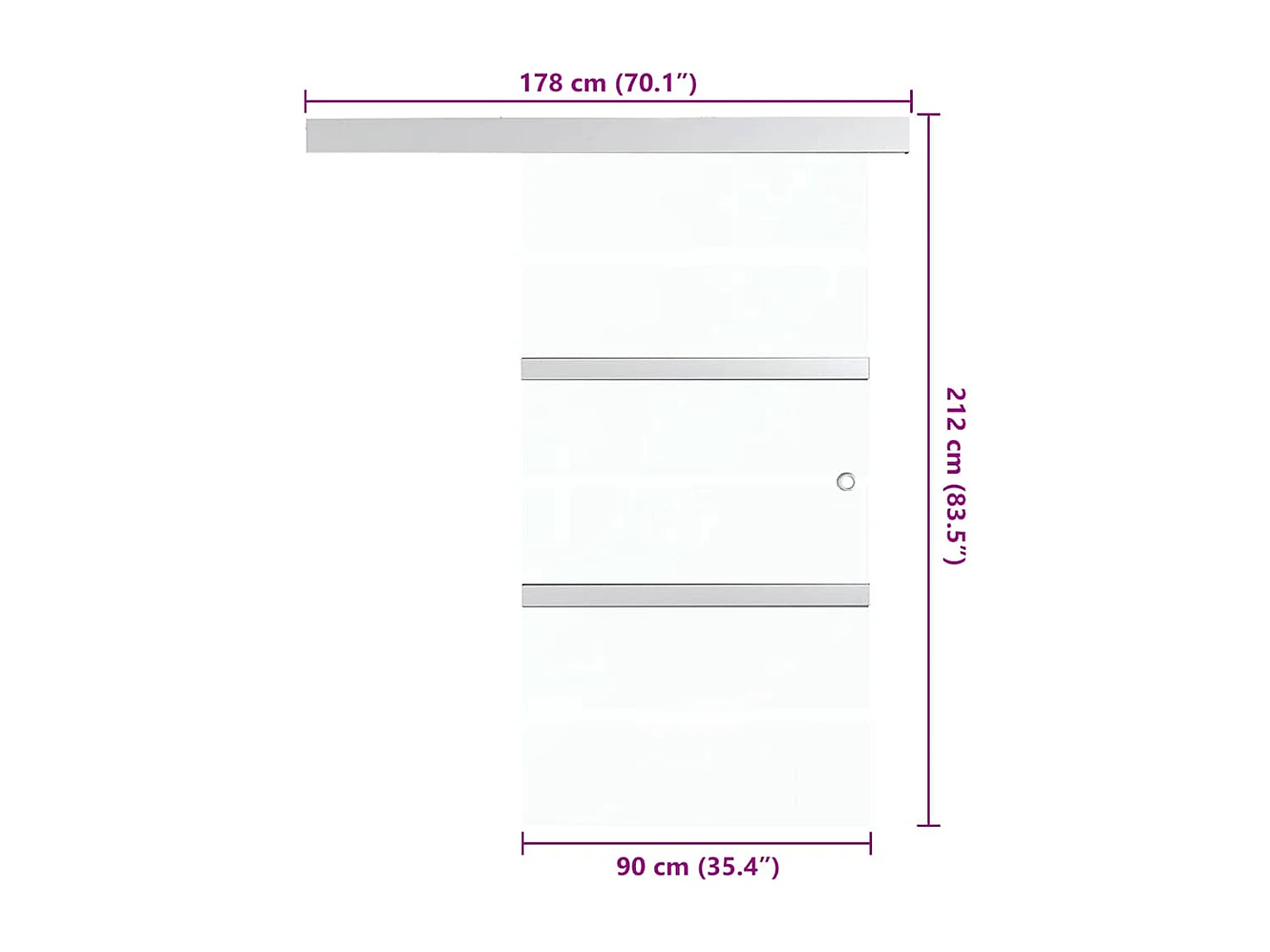 Porte coulissante Verre ESG et aluminium 90x205 cm Argenté
