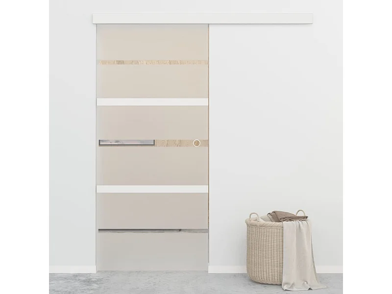 Porte coulissante Verre ESG et aluminium 90x205 cm Argenté