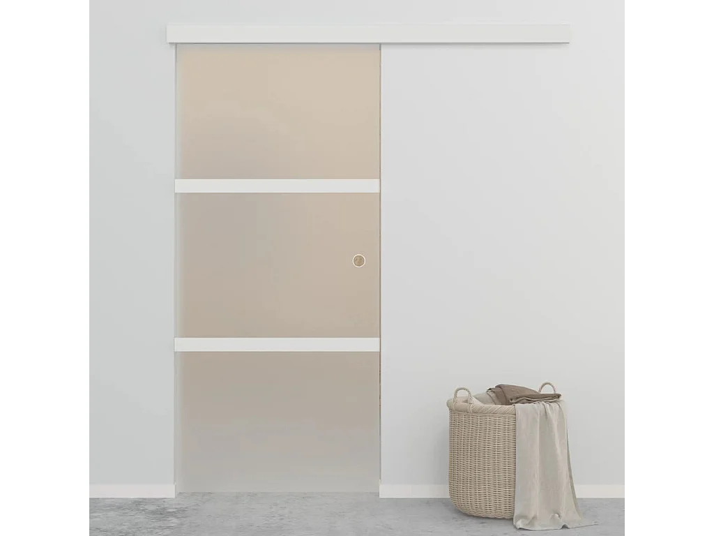 Porte coulissante Verre ESG et aluminium 90x212 cm Argenté - Design Moderne