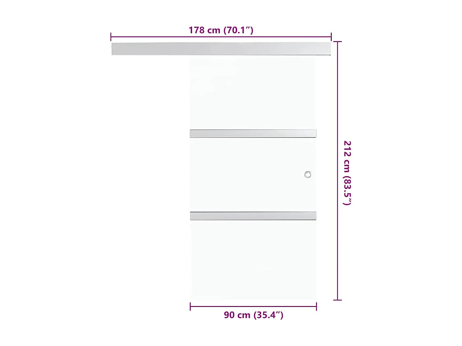 Porte coulissante Verre ESG et aluminium 90x212 cm Argenté - Design Moderne