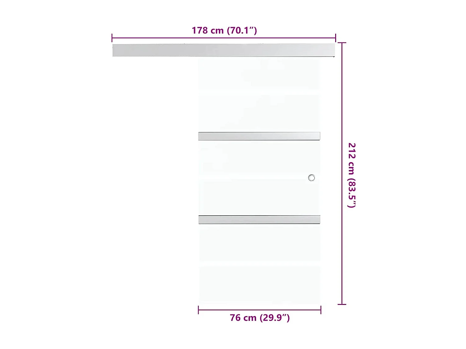 Porte coulissante Verre ESG et aluminium 76x212 cm Argenté - Design Moderne