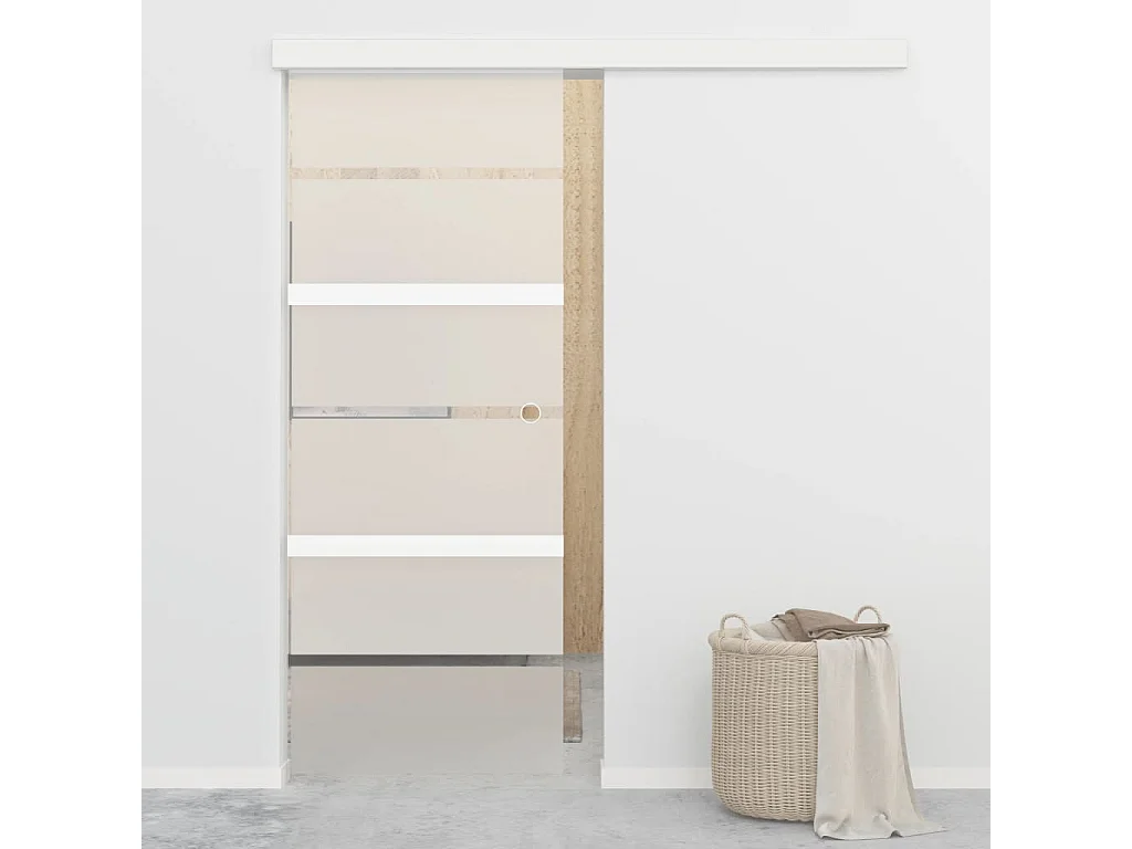 Porte coulissante Verre ESG et aluminium 76x212 cm Argenté - Design Moderne