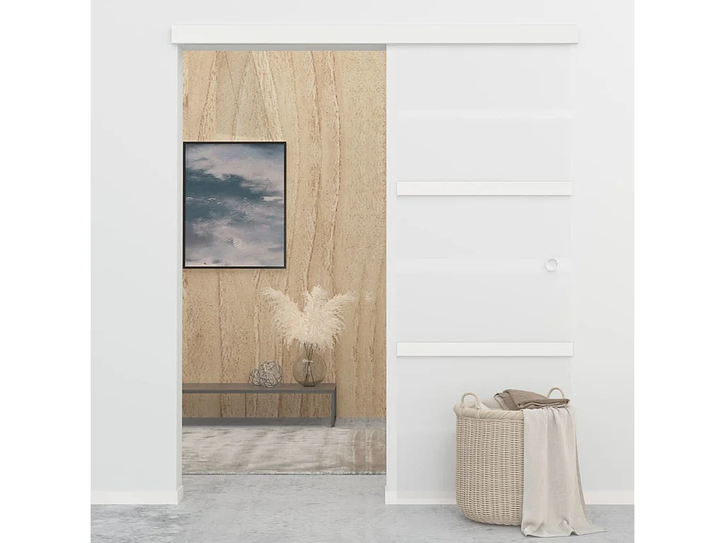 Porte Coulissante Verre ESG Aluminium 76x205 cm avec Butées Souples