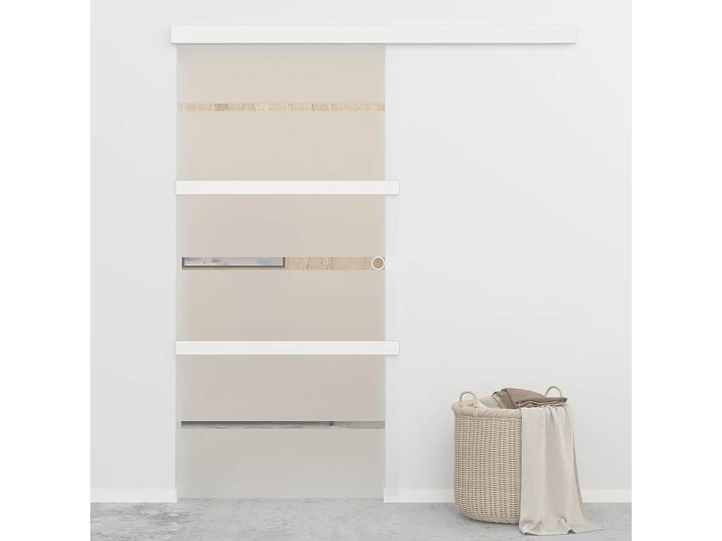 Porta de correr Vidro Temperado e Alumínio 102,5x212 cm Prateado - Design Elegante, Silenciosa, Leve