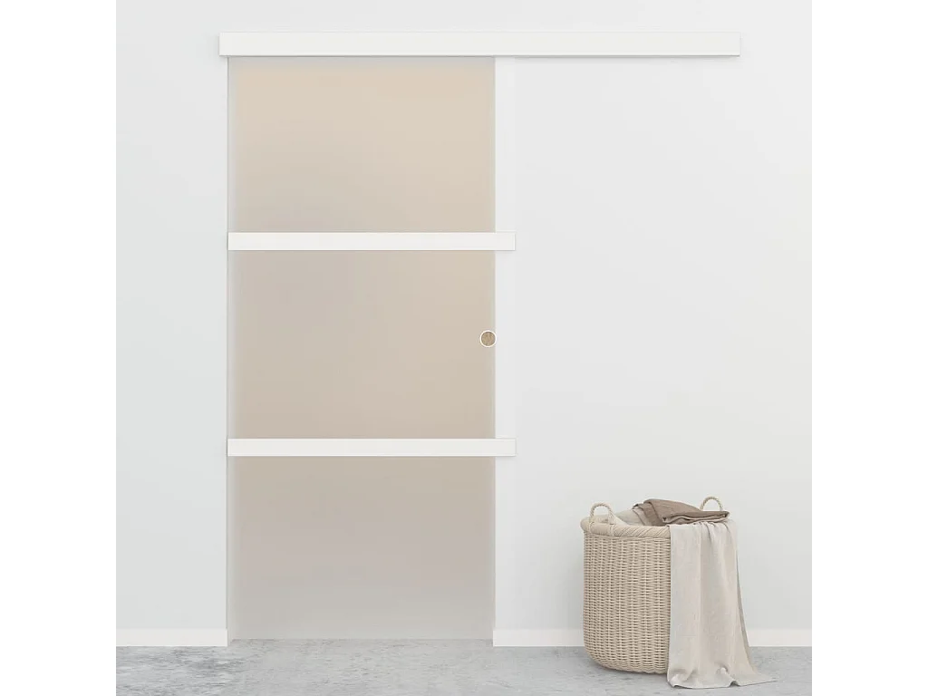 Porte Coulissante Verre ESG et Aluminium 90x205 cm Design Moderne