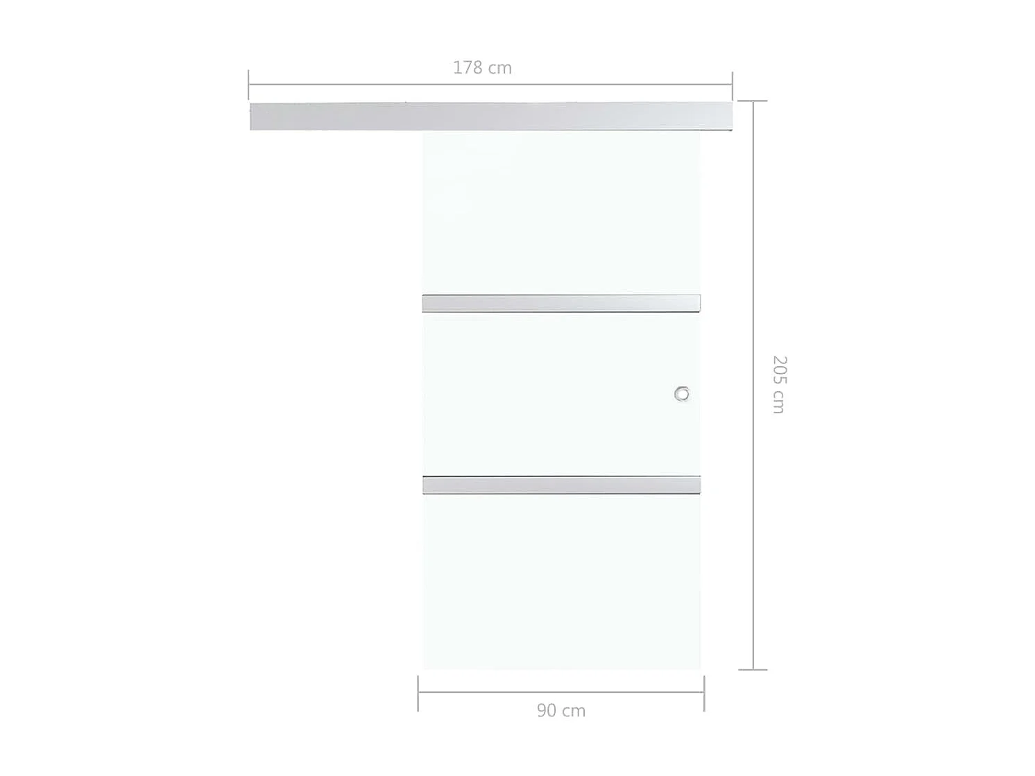 Porte Coulissante Verre ESG et Aluminium 90x205 cm Design Moderne