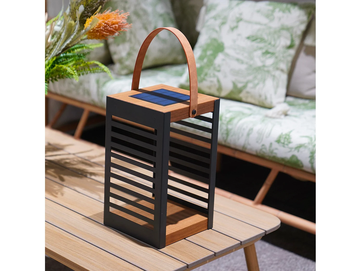 Lanterne solaire FERIAN Noir Metal H35cm