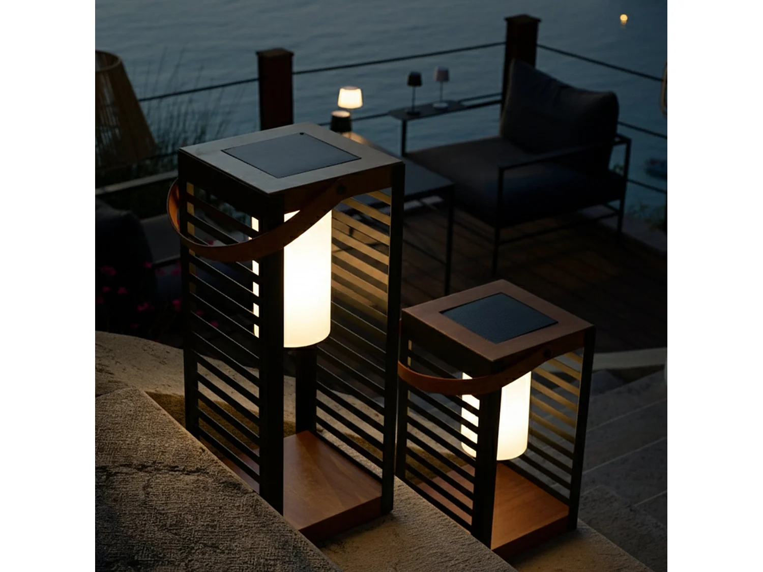 Lanterne solaire FERIAN Noir Metal H35cm