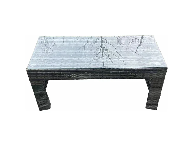 Polyrattan Couchtisch Gartenmöbel im Freien Quadrat Teetisch Dunkelgrau