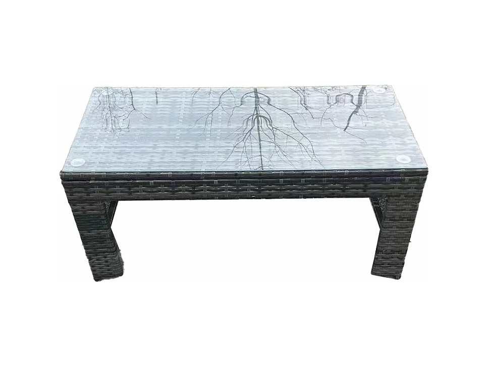 Polyrattan Couchtisch Gartenmöbel im Freien Quadrat Teetisch Dunkelgrau