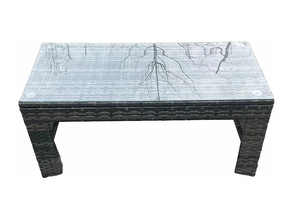 Polyrattan Couchtisch Gartenmöbel im Freien Quadrat Teetisch Dunkelgrau