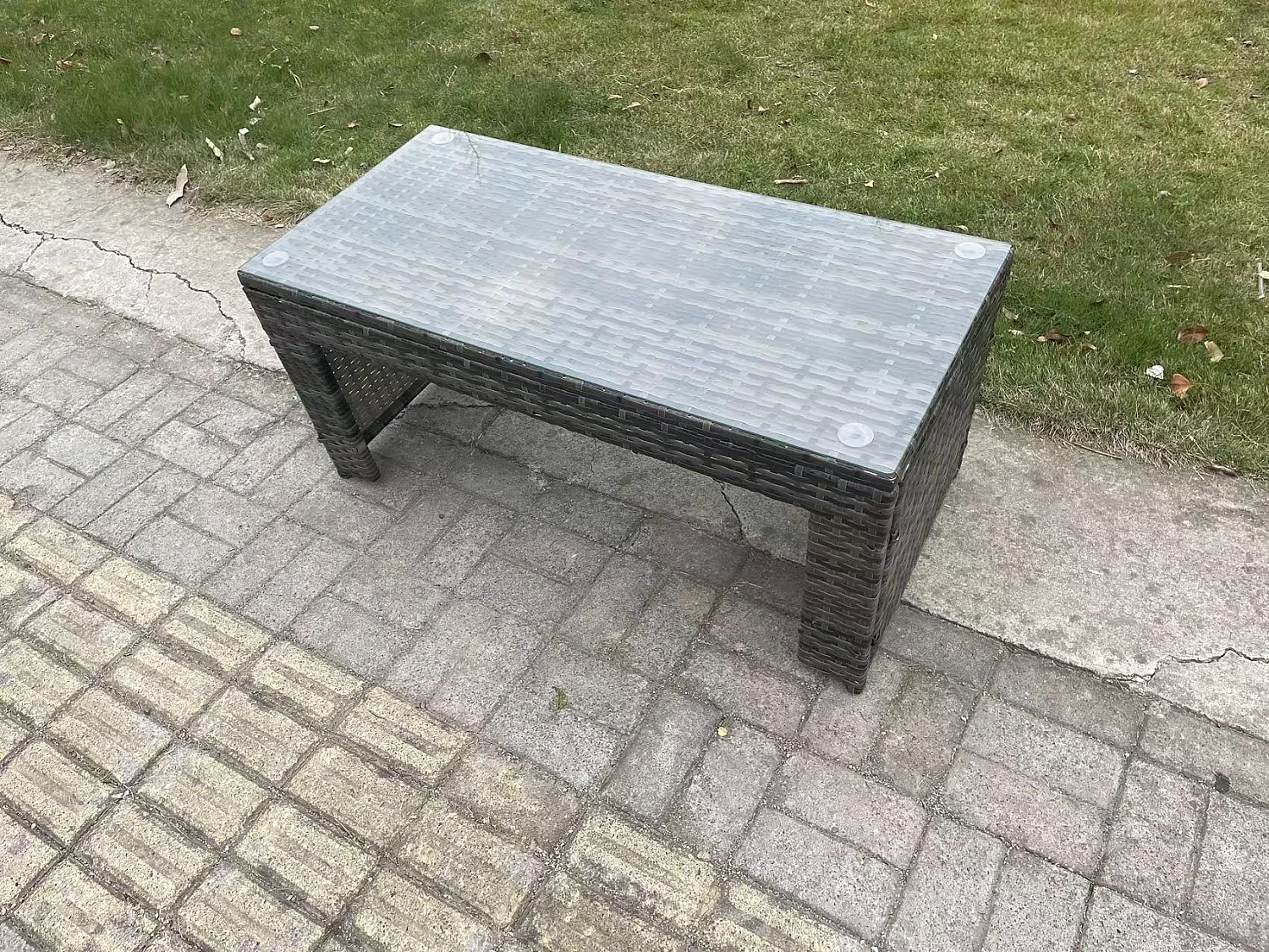 Polyrattan Couchtisch Gartenmöbel im Freien Quadrat Teetisch Dunkelgrau