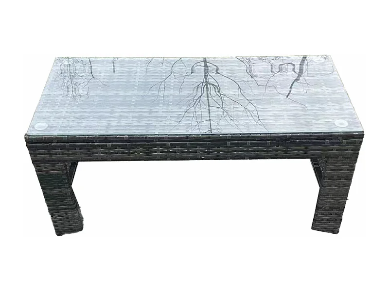 Polyrattan Couchtisch Gartenmöbel im Freien Quadrat Teetisch Dunkelgrau