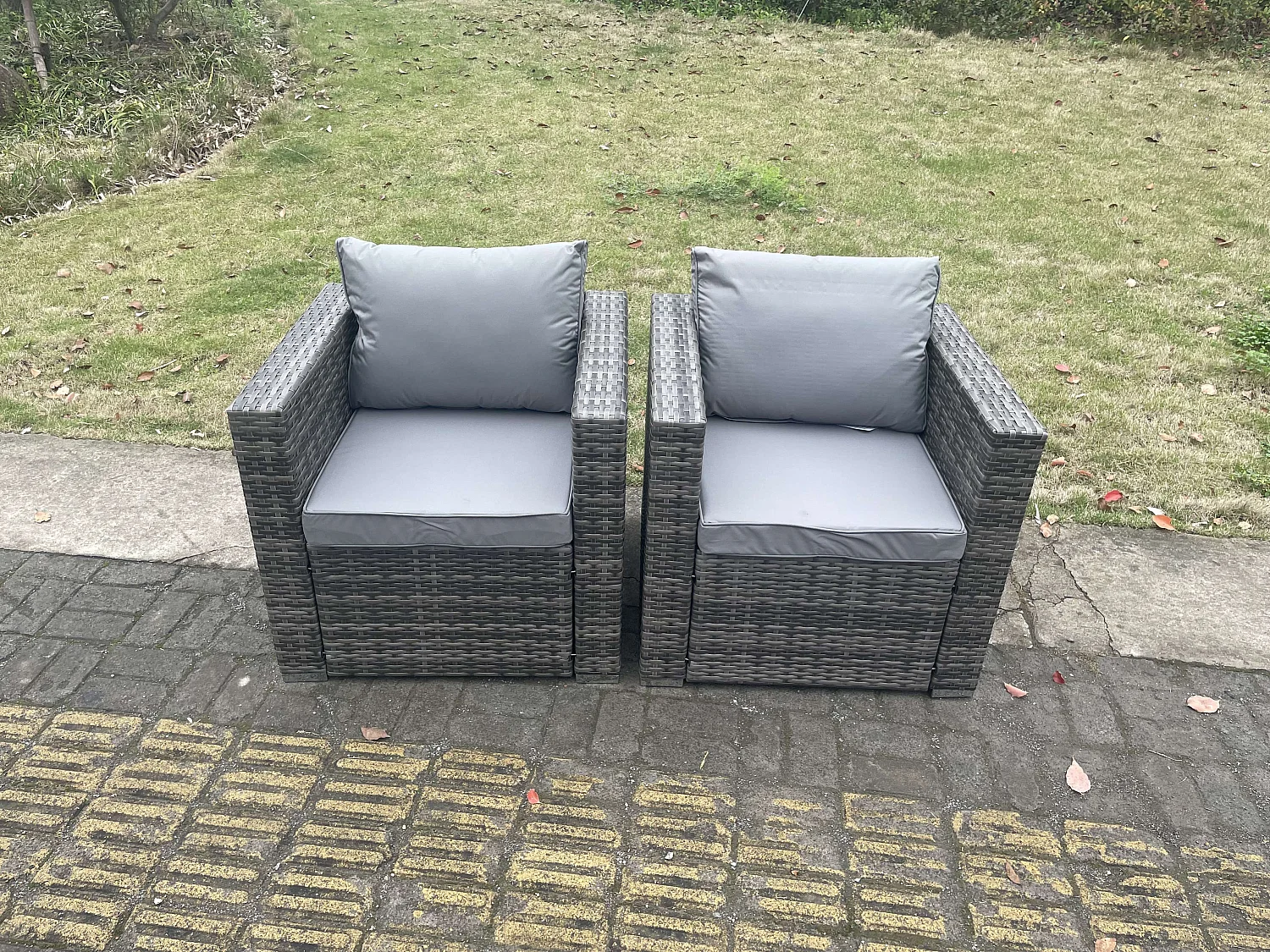 2 Stück Polyrattan Stuhl Sofa Gartenmöbel im Freien Einzelner Sessel
