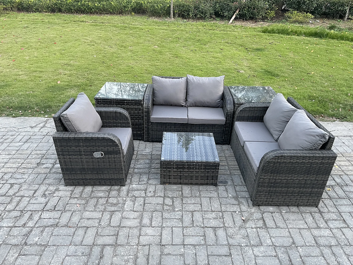 Möbe 5-Sitzer Gartenmöbel set für den Balkon Terrasse lounge set Dunkelgrau