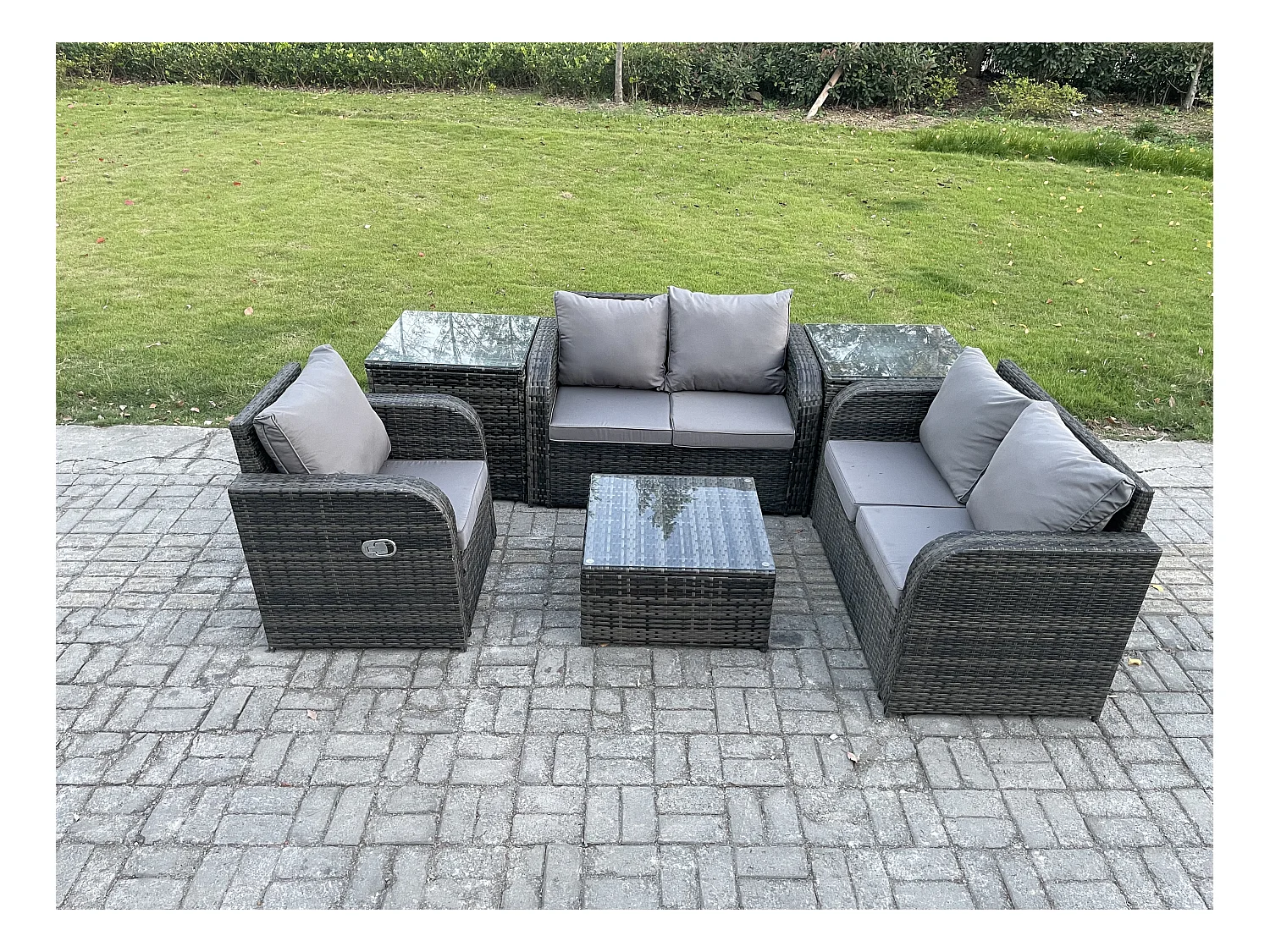 Möbe 5-Sitzer Gartenmöbel set für den Balkon Terrasse lounge set Dunkelgrau
