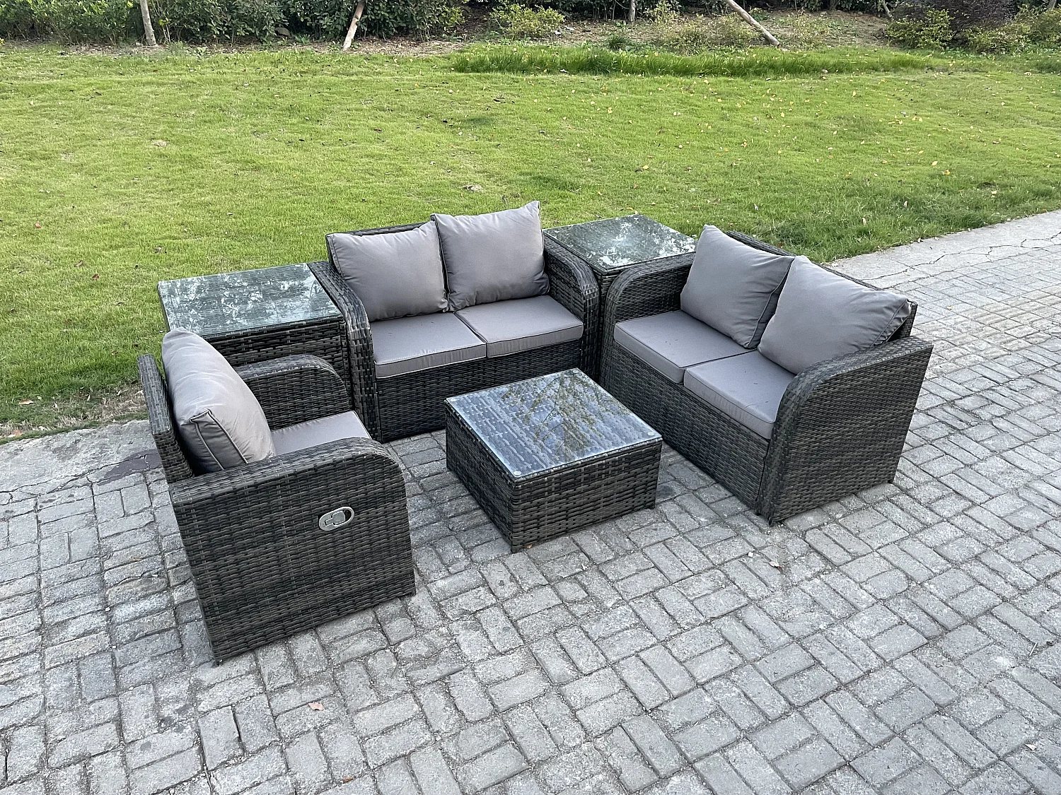 Möbe 5-Sitzer Gartenmöbel set für den Balkon Terrasse lounge set Dunkelgrau