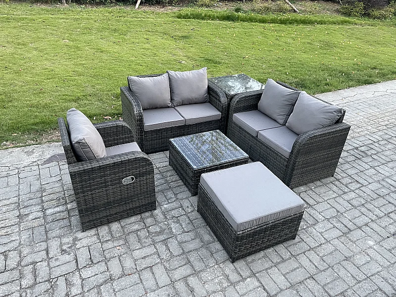 Möbe Gartenmöbel set für den Balkon Terrasse lounge set 6-Sitzer Dunkelgrau