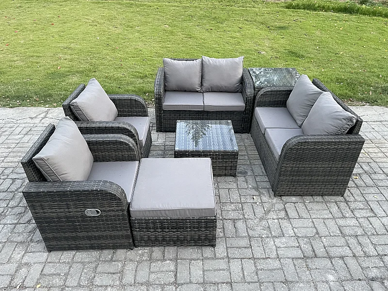Möbe 7-Sitzer Gartenmöbel set für den Balkon Terrasse lounge set Dunkelgrau