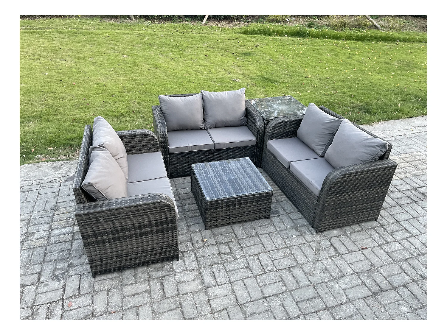 Möbe Gartenmöbel set 8-Sitzer für den Terrasse Balkon Dunkelgrau