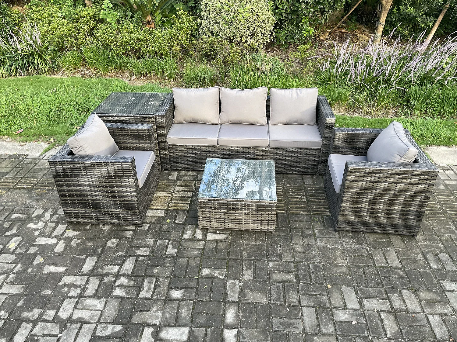 Gartenset im Freien mit Couchtisch 5-Sitzer