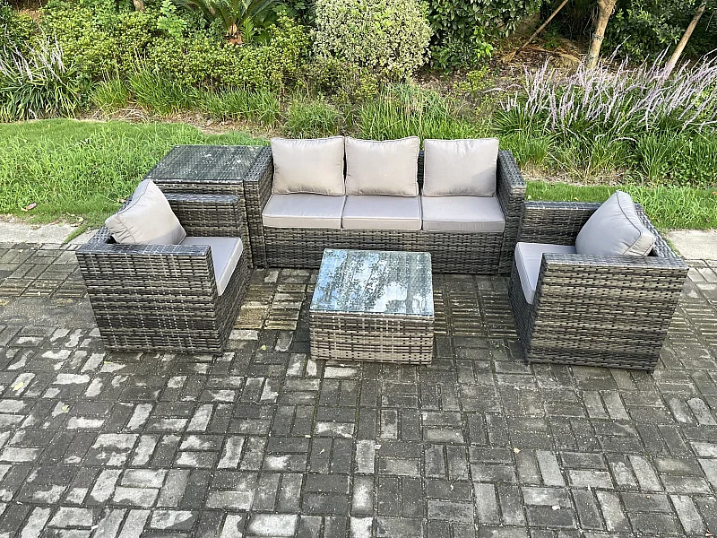 Gartenset im Freien mit Couchtisch 5-Sitzer