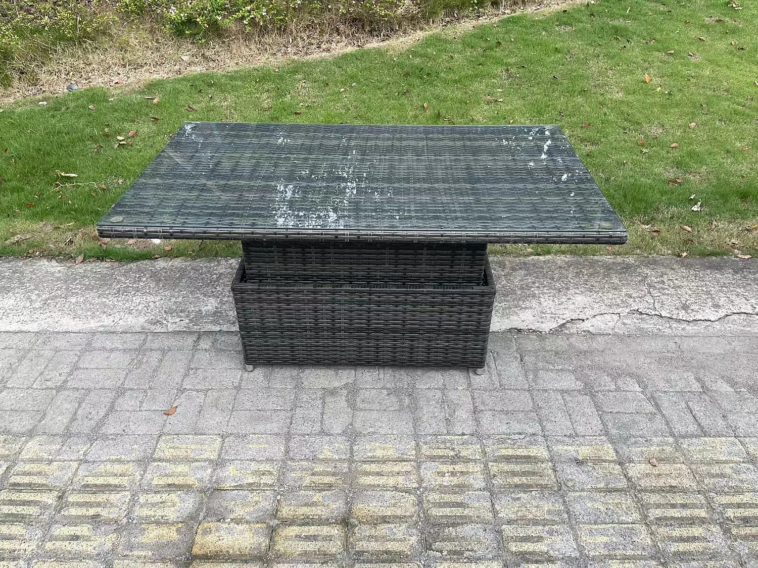 Polyrattan Gartenmöbel Set mit Esstisch 6-Sitzer Dunkelgrau