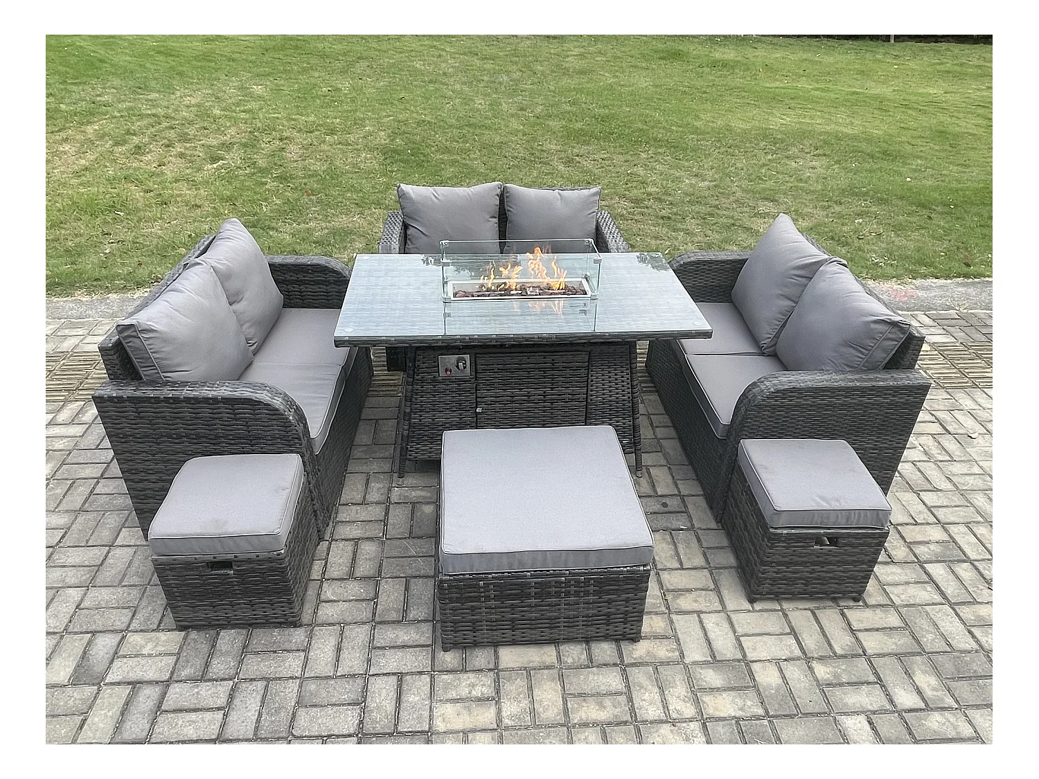 Gartenmöbel im Freien Polyrattan Dunkelgrau 9-Sitzer