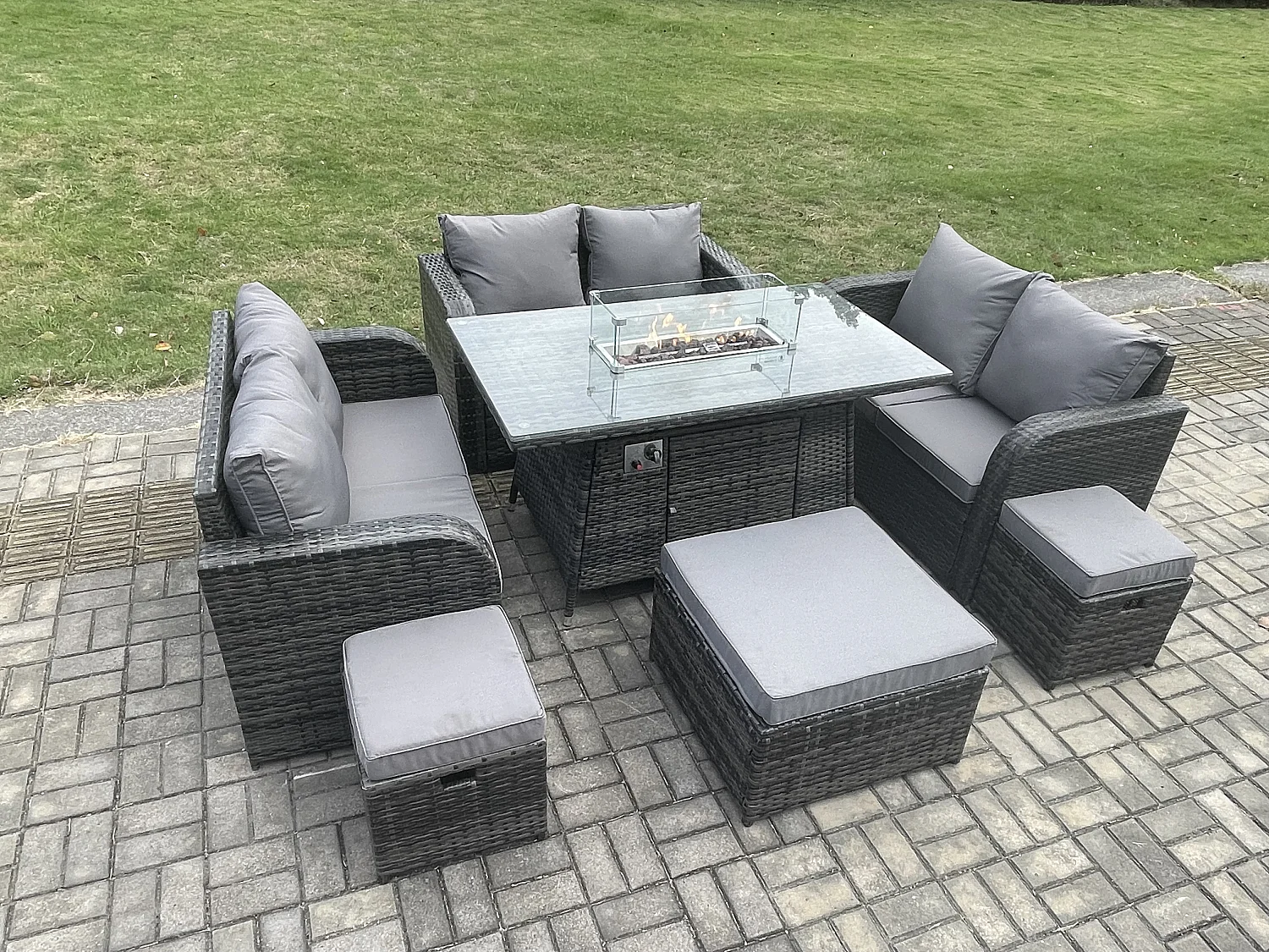 Gartenmöbel im Freien Polyrattan Dunkelgrau 9-Sitzer