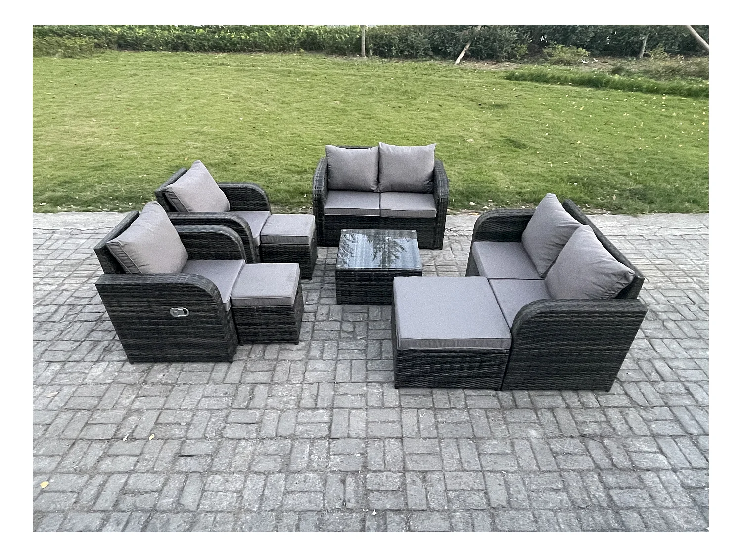 Möbe Gartenmöbel set für den Balkon Terrasse 9-Sitzer lounge set Dunkelgrau