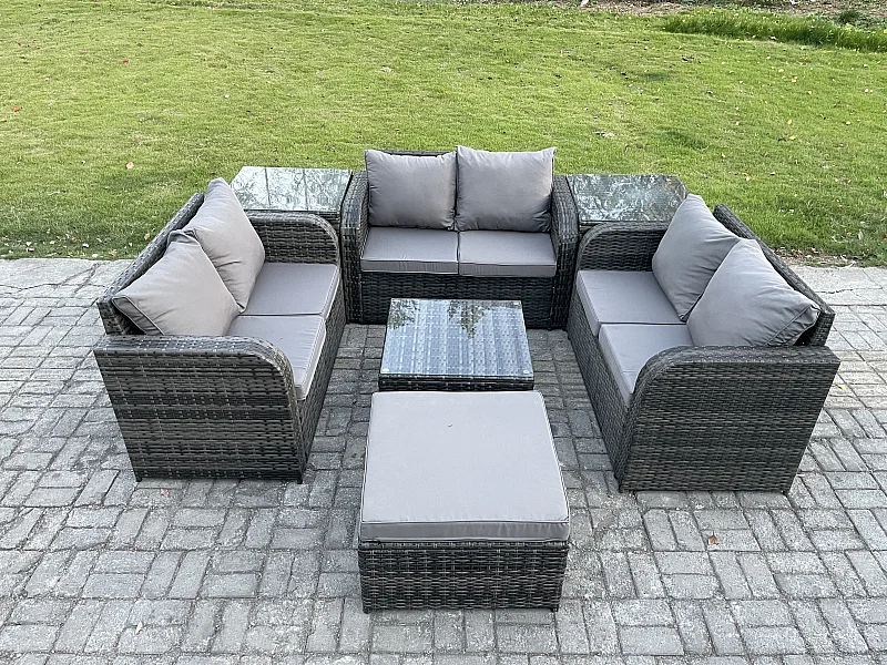 Möbe 7-Sitzer Gartenmöbel set für den Terrasse Balkon Dunkelgrau