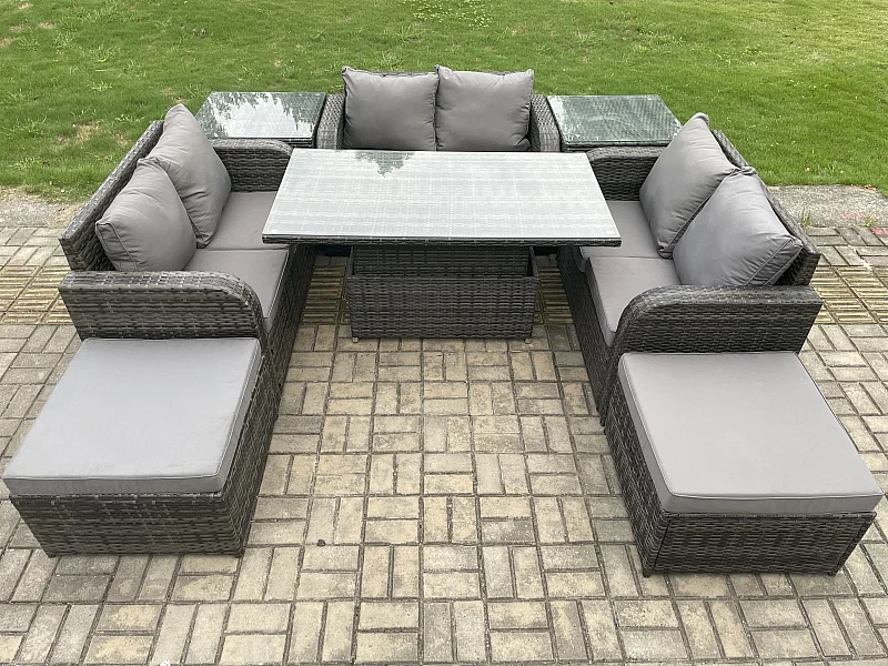 Polyrattan Gartenmöbel Set mit Beistelltisch 8-Sitzer