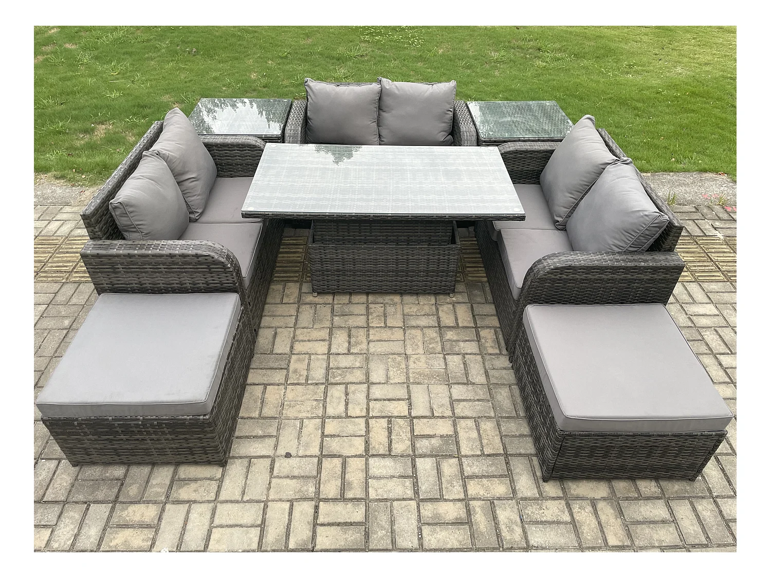 Polyrattan Gartenmöbel Set mit Beistelltisch 8-Sitzer