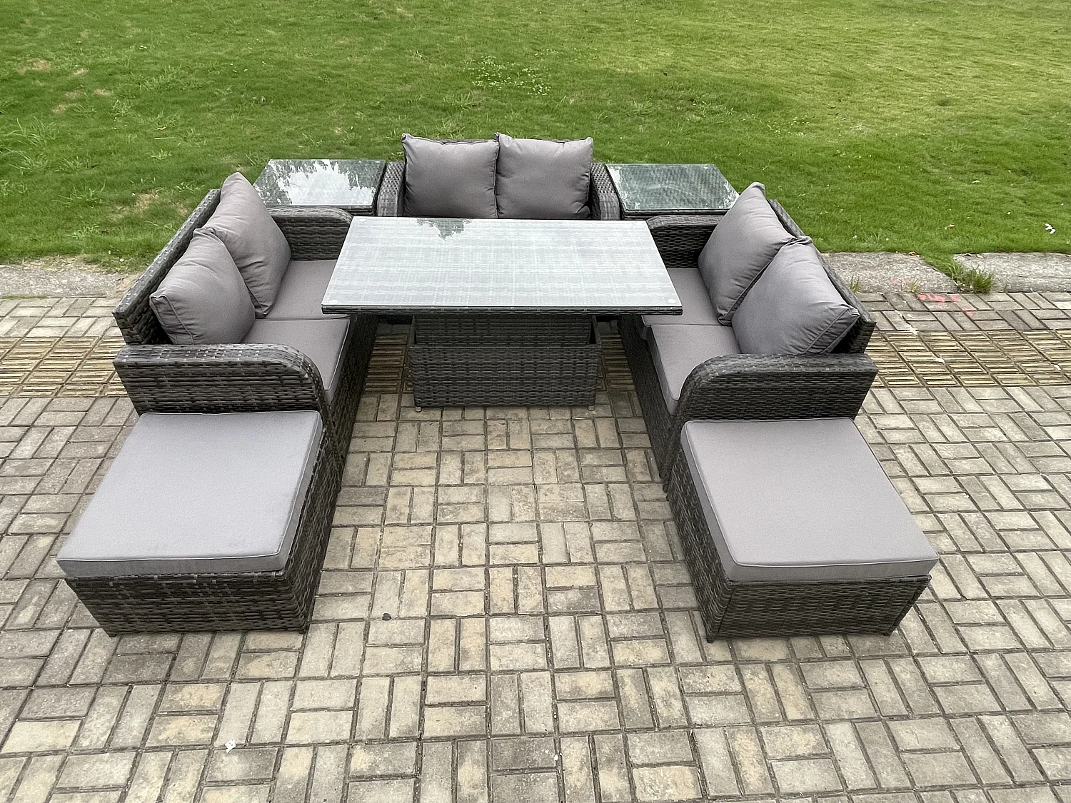Polyrattan Gartenmöbel Set mit Beistelltisch 8-Sitzer