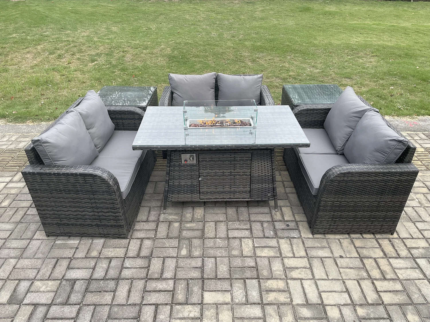 6-Sitzer Gartenmöbel im Freien Polyrattan Dunkelgrau