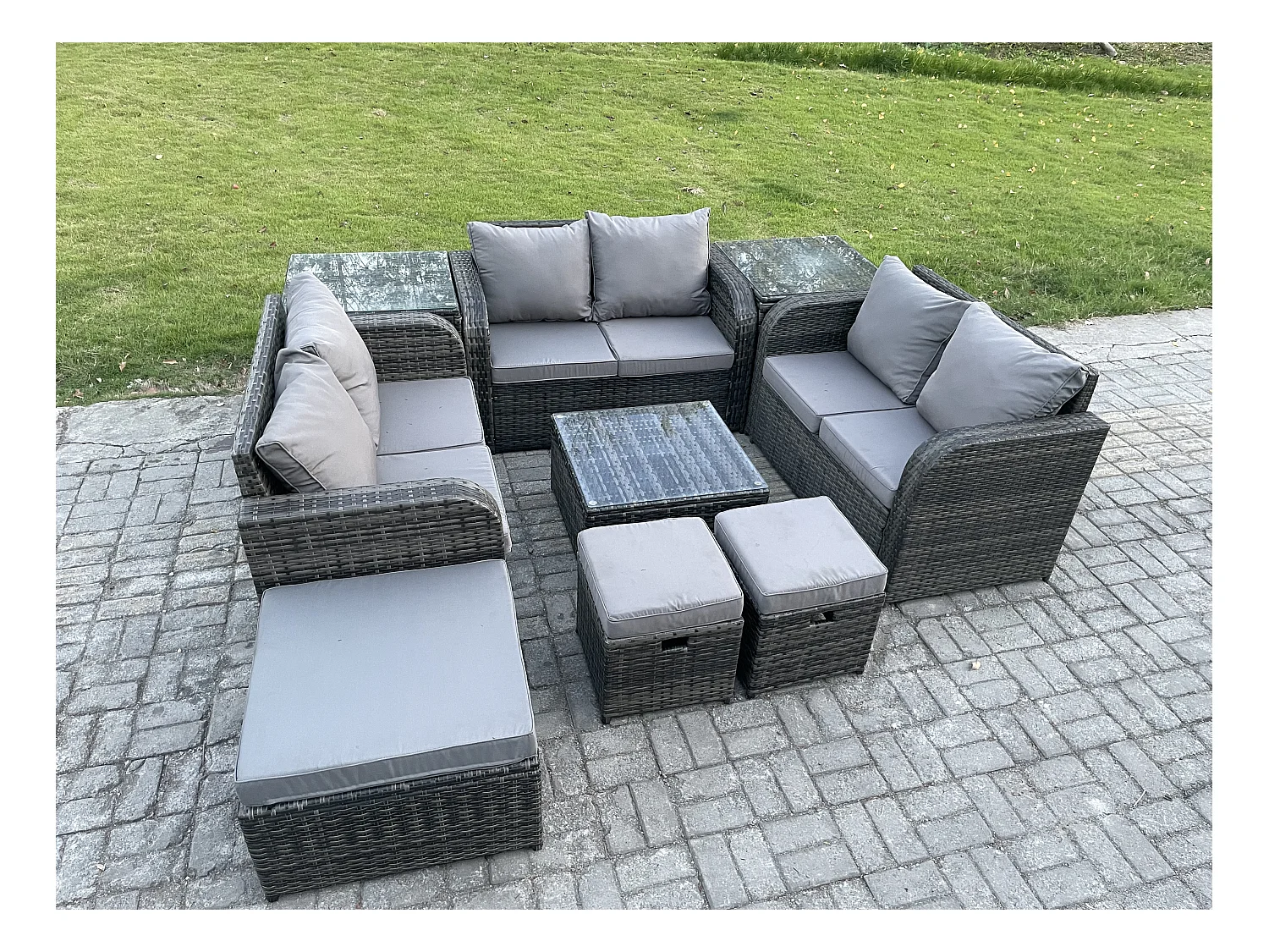 Möbe 9-Sitzer Gartenmöbel set für den Terrasse Balkon Dunkelgrau