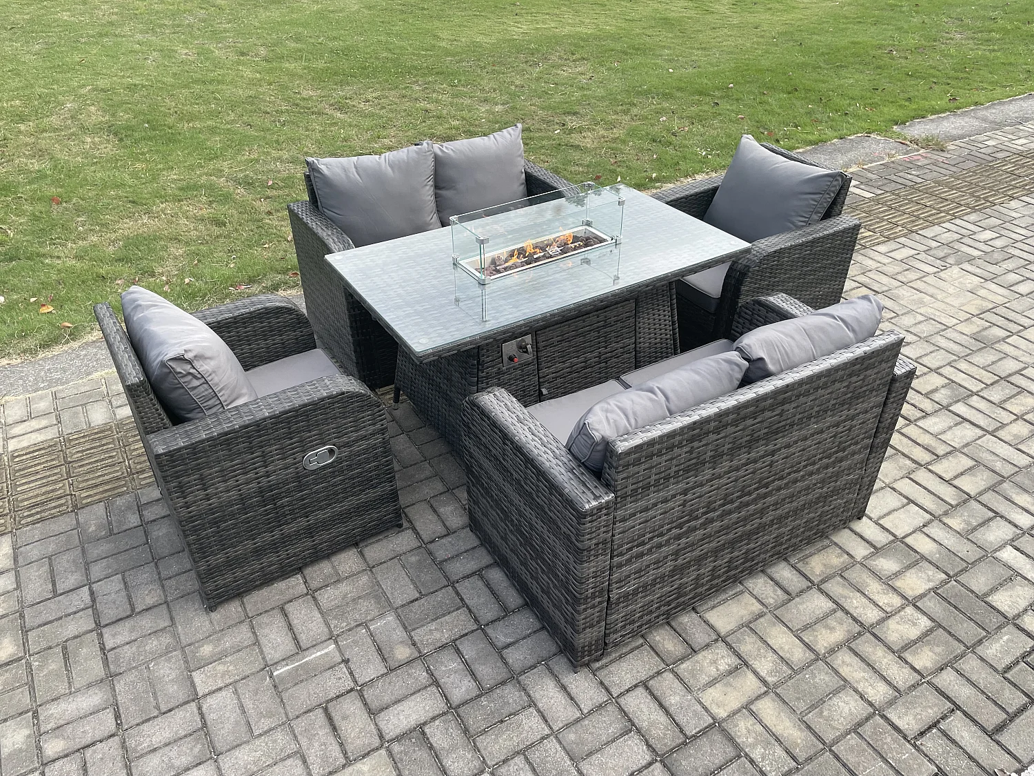 Gartenmöbel im Freien mit Hocker Polyrattan