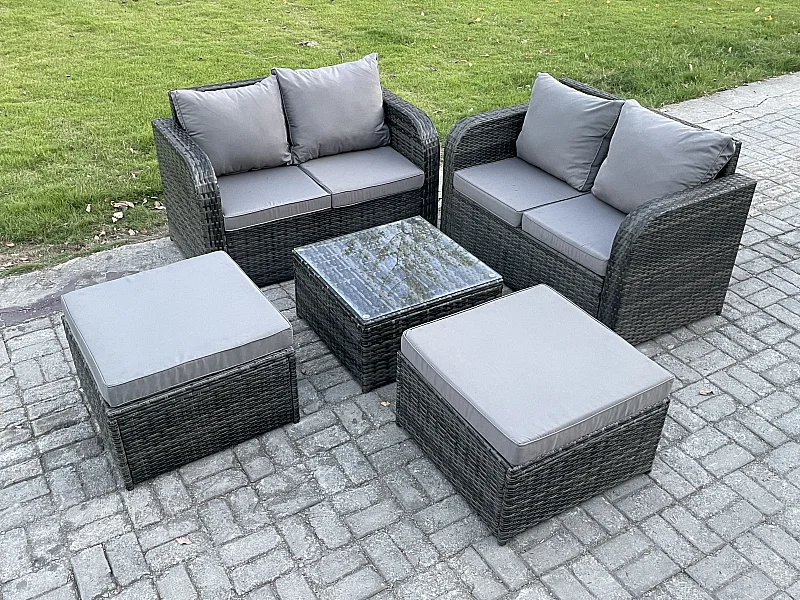 6-Sitzer Möbe Gartenmöbel set für den Balkon Terrasse Dunkelgrau