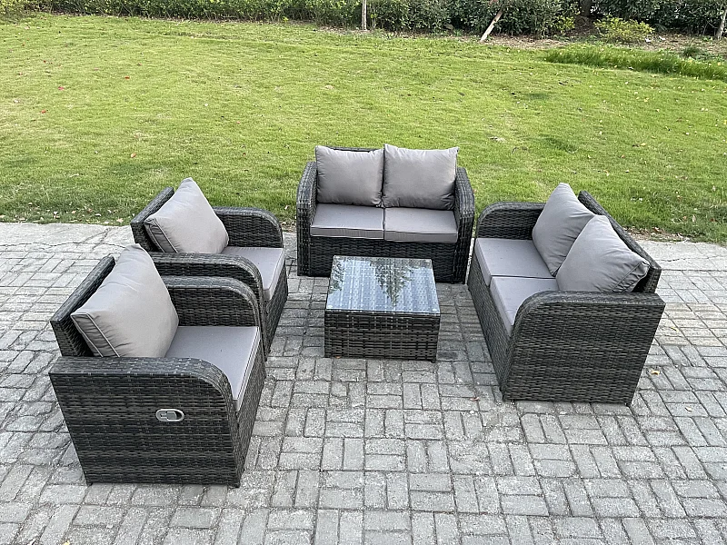 Möbe Gartenmöbel set für den Balkon Terrasse 6-Sitzer lounge set Dunkelgrau