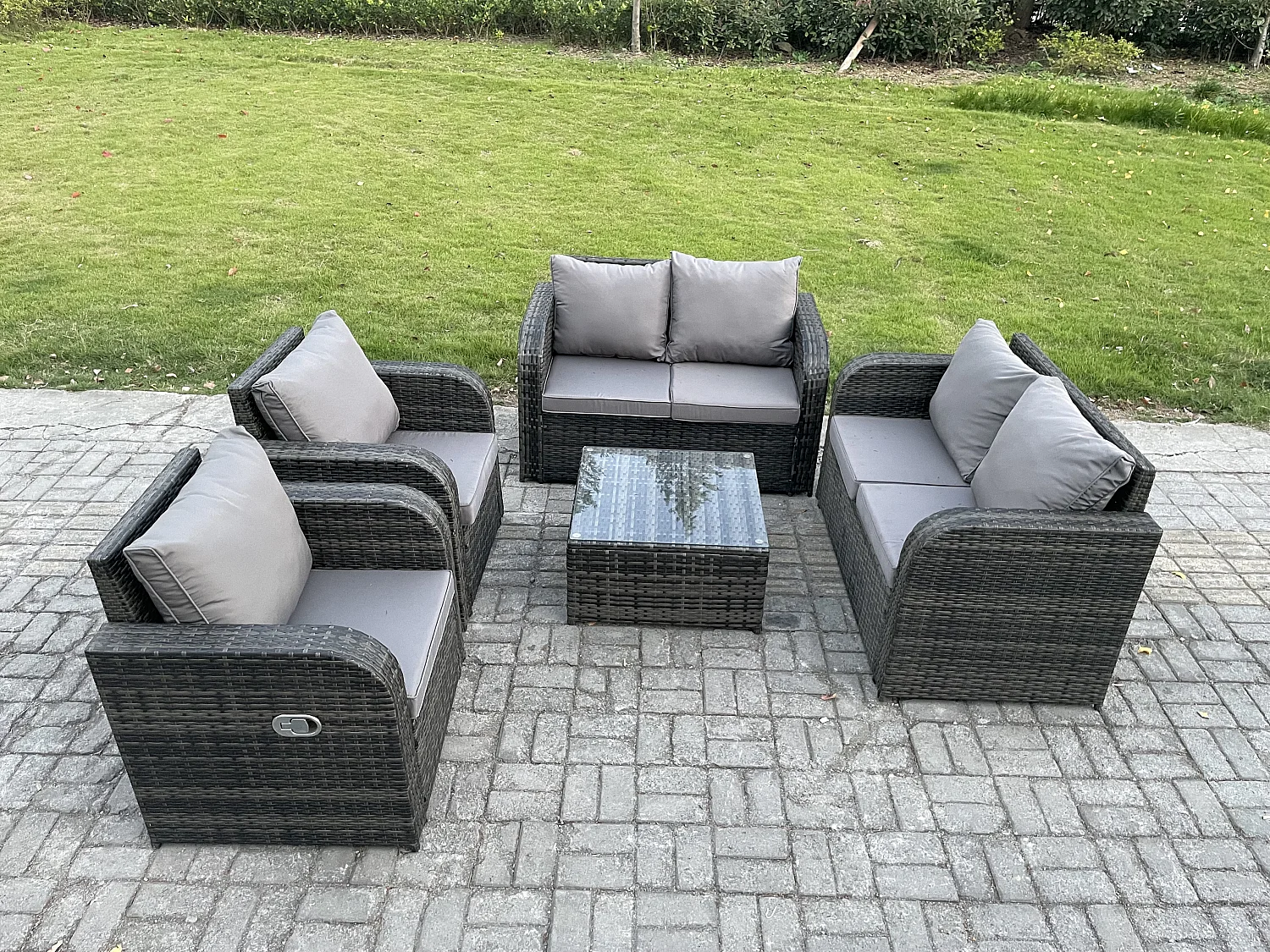 Möbe Gartenmöbel set für den Balkon Terrasse 6-Sitzer lounge set Dunkelgrau