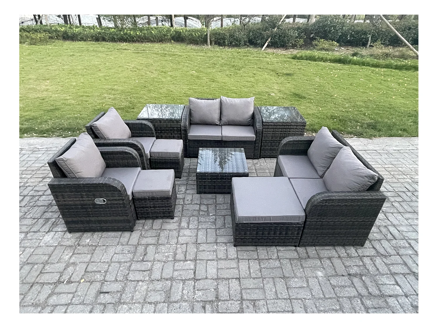 Möbe 9-Sitzer Gartenmöbel set für den Balkon Terrasse lounge set Dunkelgrau