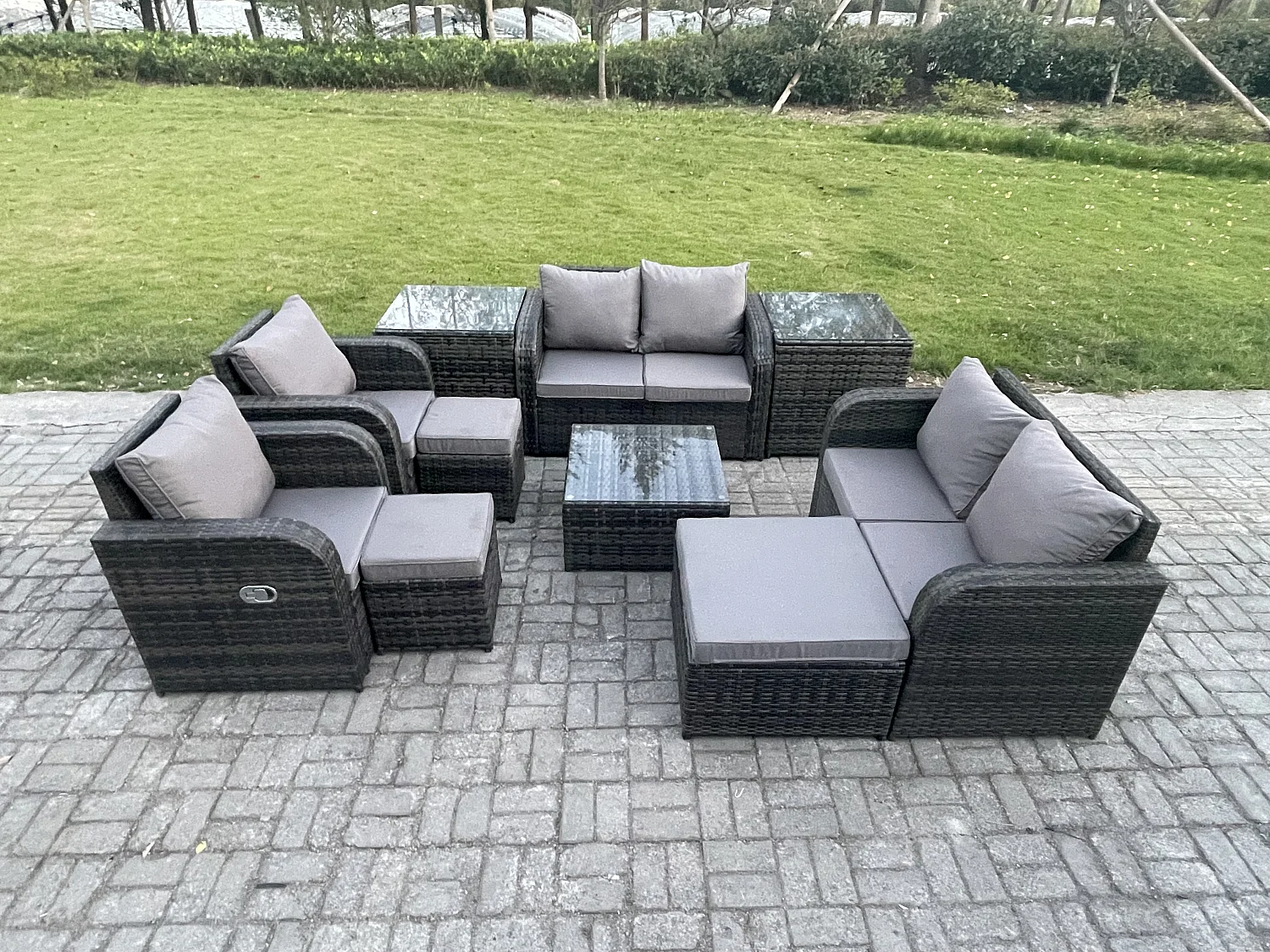 Möbe 9-Sitzer Gartenmöbel set für den Balkon Terrasse lounge set Dunkelgrau