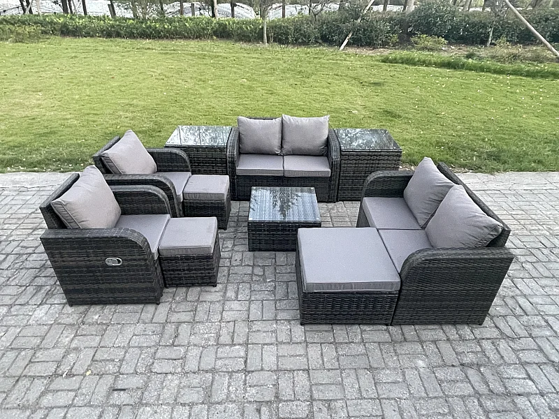 Möbe 9-Sitzer Gartenmöbel set für den Balkon Terrasse lounge set Dunkelgrau
