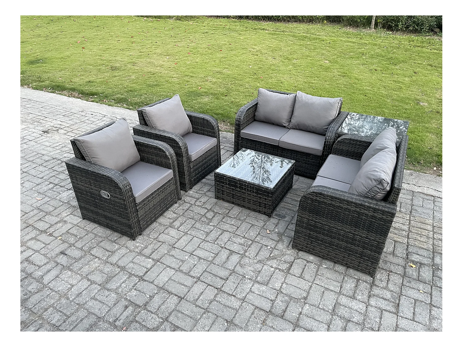 Möbe 6-Sitzer Gartenmöbel set für den Balkon Terrasse lounge set Dunkelgrau