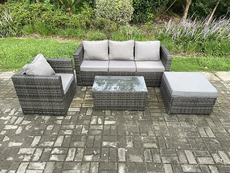 5-Sitzer Gartenset im Freien mit Couchtisch Polyrattan Dunkelgrau